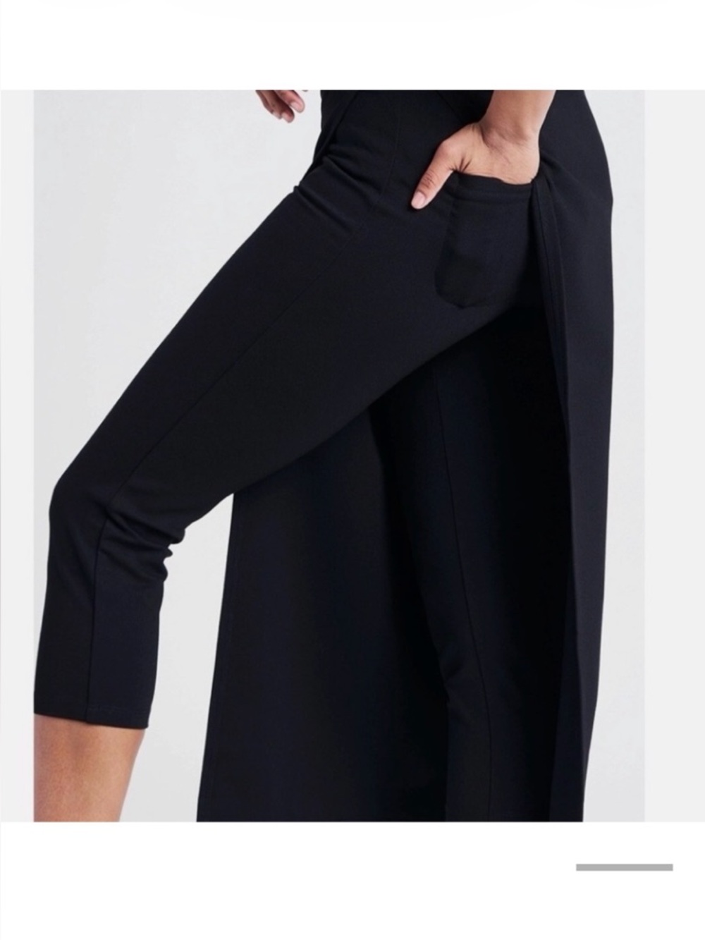 Betabrand‎ The Sassiest Black Capri Cropped Ponte Pants w Skirt Flap XSP